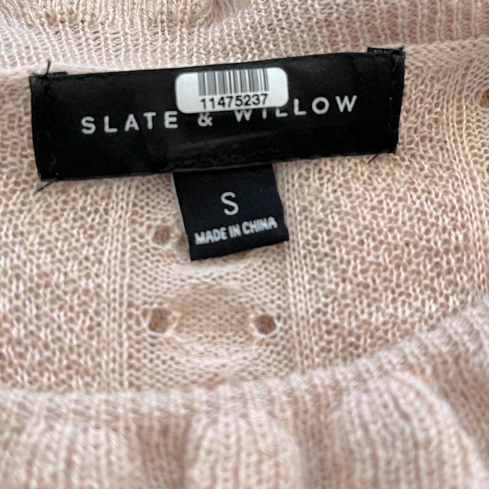 Slate & Willow Stretchy Pink Soft Blush Ruffle Texture Sweater S - Picture 6 of 9